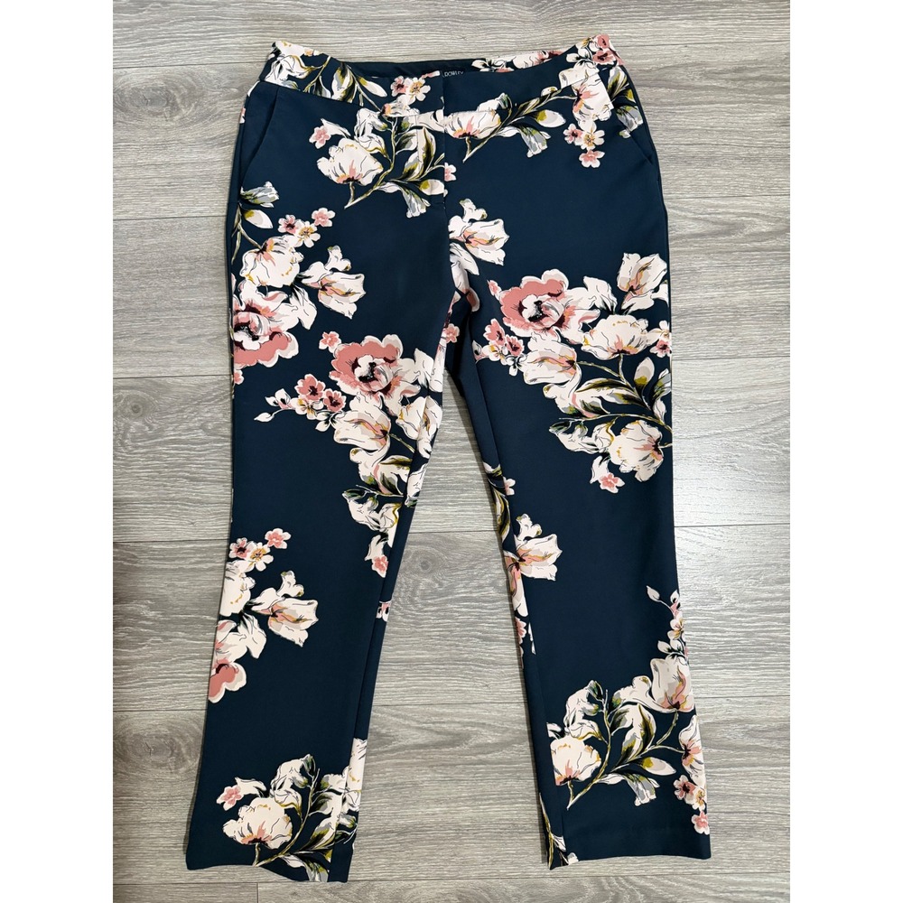 Cynthia Rowley Pants Size 10 Navy Pink Floral Ankle Pants Womens Career Trousers